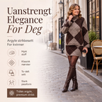 🔥 50% RABATT 🍂 Rutemønstret Strikkegenser & Skjørt-sett til Dame – Elegant, Mykt & Perfekt for Høst og Vinter