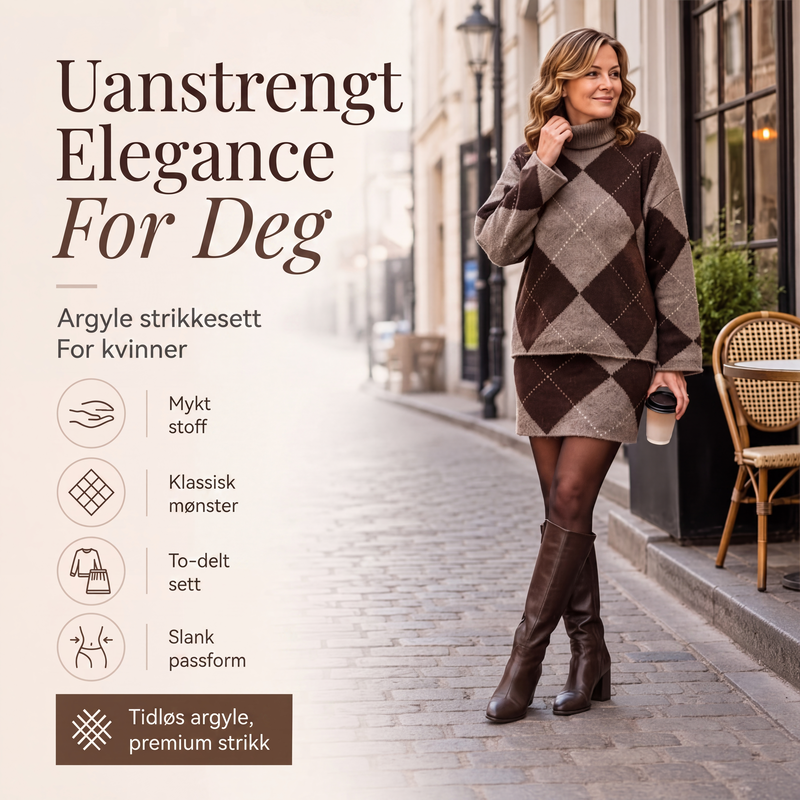 🔥 50% RABATT 🍂 Rutemønstret Strikkegenser & Skjørt-sett til Dame – Elegant, Mykt & Perfekt for Høst og Vinter