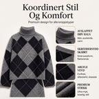 🔥 50% RABATT 🍂 Rutemønstret Strikkegenser & Skjørt-sett til Dame – Elegant, Mykt & Perfekt for Høst og Vinter