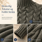 🔥 50% RABATT ❄️ Ensfarget Kabelstrikket Genser med Rullekrage til Dame – Varm, Myk & Elegant
