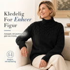 🔥 50% RABATT ❄️ Ensfarget Kabelstrikket Genser med Rullekrage til Dame – Varm, Myk & Elegant
