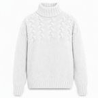 🔥 50% RABATT ❄️ Ensfarget Kabelstrikket Genser med Rullekrage til Dame – Varm, Myk & Elegant