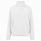 🔥 50% RABATT ❄️ Ensfarget Kabelstrikket Genser med Rullekrage til Dame – Varm, Myk & Elegant
