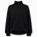 🔥 50% RABATT ❄️ Ensfarget Kabelstrikket Genser med Rullekrage til Dame – Varm, Myk & Elegant