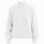 🔥 50% RABATT ❄️ Ensfarget Kabelstrikket Genser med Rullekrage til Dame – Varm, Myk & Elegant