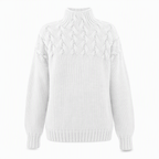 🔥 50% RABATT ❄️ Ensfarget Kabelstrikket Genser med Rullekrage til Dame – Varm, Myk & Elegant
