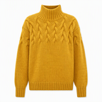 🔥 50% RABATT ❄️ Ensfarget Kabelstrikket Genser med Rullekrage til Dame – Varm, Myk & Elegant