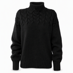 🔥 50% RABATT ❄️ Ensfarget Kabelstrikket Genser med Rullekrage til Dame – Varm, Myk & Elegant