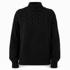 🔥 50% RABATT ❄️ Ensfarget Kabelstrikket Genser med Rullekrage til Dame – Varm, Myk & Elegant
