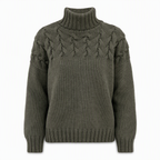 🔥 50% RABATT ❄️ Ensfarget Kabelstrikket Genser med Rullekrage til Dame – Varm, Myk & Elegant