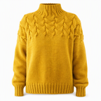 🔥 50% RABATT ❄️ Ensfarget Kabelstrikket Genser med Rullekrage til Dame – Varm, Myk & Elegant