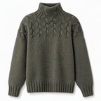 🔥 50% RABATT ❄️ Ensfarget Kabelstrikket Genser med Rullekrage til Dame – Varm, Myk & Elegant