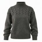 🔥 50% RABATT ❄️ Ensfarget Kabelstrikket Genser med Rullekrage til Dame – Varm, Myk & Elegant