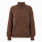 🔥 50% RABATT ❄️ Ensfarget Kabelstrikket Genser med Rullekrage til Dame – Varm, Myk & Elegant