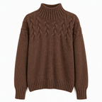 🔥 50% RABATT ❄️ Ensfarget Kabelstrikket Genser med Rullekrage til Dame – Varm, Myk & Elegant