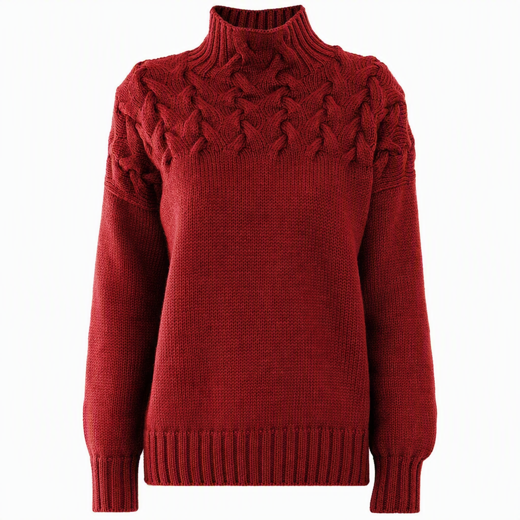 🔥 50% RABATT ❄️ Ensfarget Kabelstrikket Genser med Rullekrage til Dame – Varm, Myk & Elegant