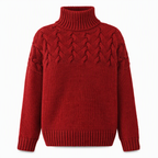 🔥 50% RABATT ❄️ Ensfarget Kabelstrikket Genser med Rullekrage til Dame – Varm, Myk & Elegant