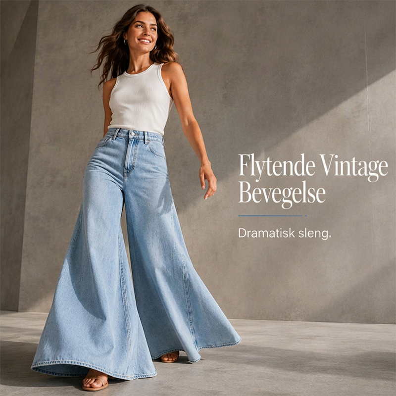 🔥 50% RABATT 👖 Damejeans med Høyt Liv & Vide Ben – Retro, Flatterende & Enkel å Style