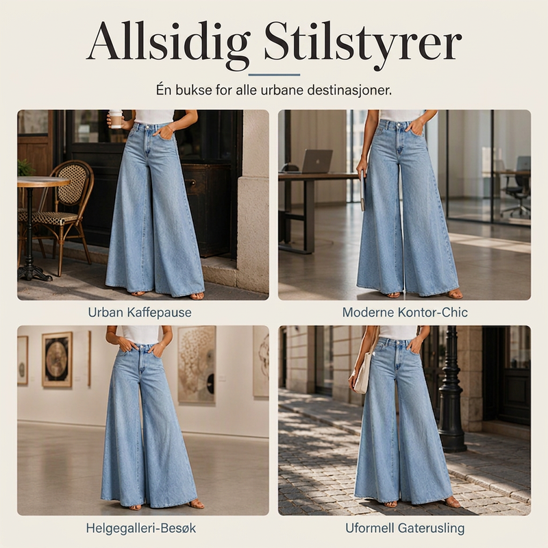 🔥 50% RABATT 👖 Damejeans med Høyt Liv & Vide Ben – Retro, Flatterende & Enkel å Style