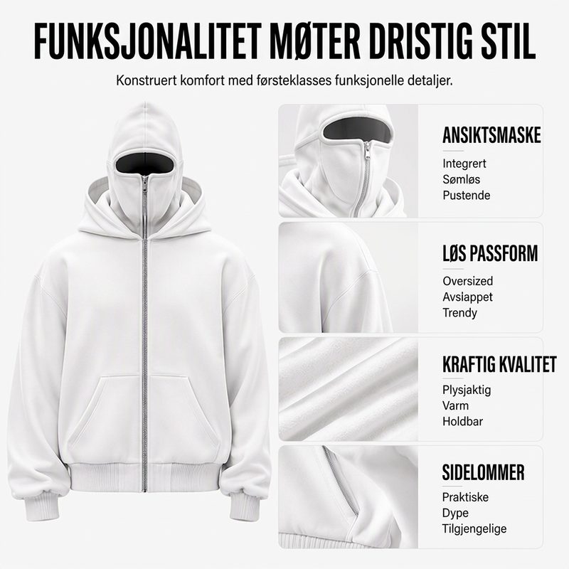 🔥 50% RABATT 😎 Hettegenser med Glidelås & Dobbel Hette til Herre – Avslappet, Moderne & Enkel å Style