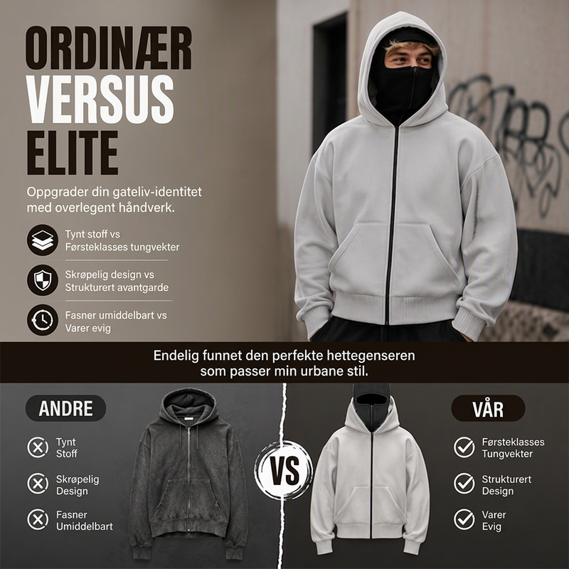 🔥 50% RABATT 😎 Hettegenser med Glidelås & Dobbel Hette til Herre – Avslappet, Moderne & Enkel å Style