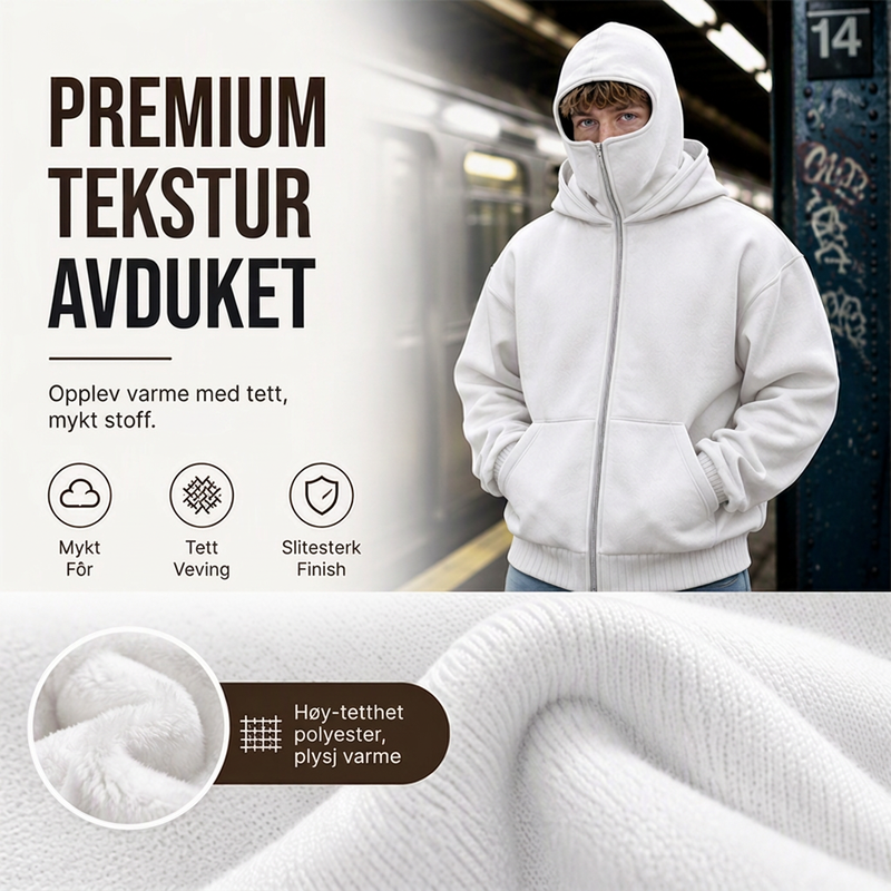 🔥 50% RABATT 😎 Hettegenser med Glidelås & Dobbel Hette til Herre – Avslappet, Moderne & Enkel å Style