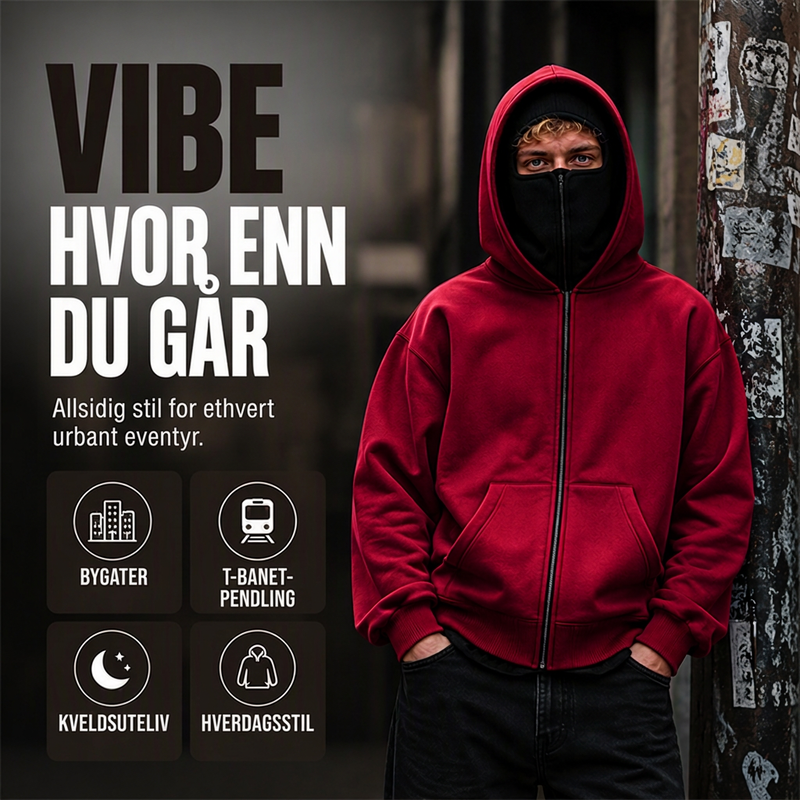 🔥 50% RABATT 😎 Hettegenser med Glidelås & Dobbel Hette til Herre – Avslappet, Moderne & Enkel å Style