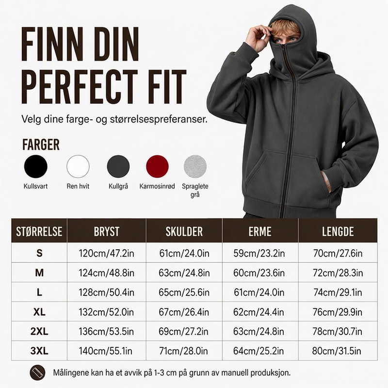 🔥 50% RABATT 😎 Hettegenser med Glidelås & Dobbel Hette til Herre – Avslappet, Moderne & Enkel å Style