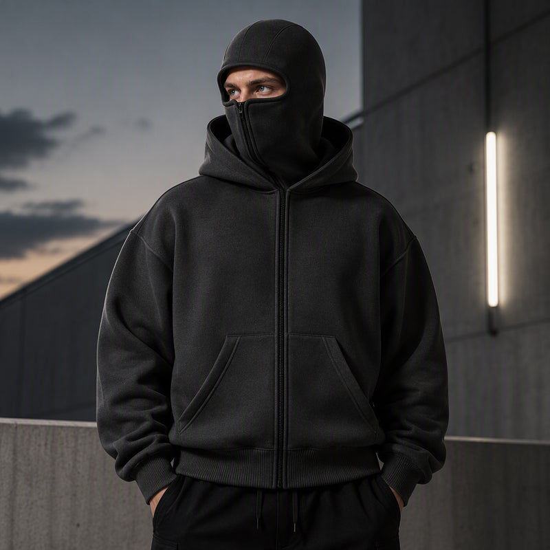 🔥 50% RABATT 😎 Hettegenser med Glidelås & Dobbel Hette til Herre – Avslappet, Moderne & Enkel å Style