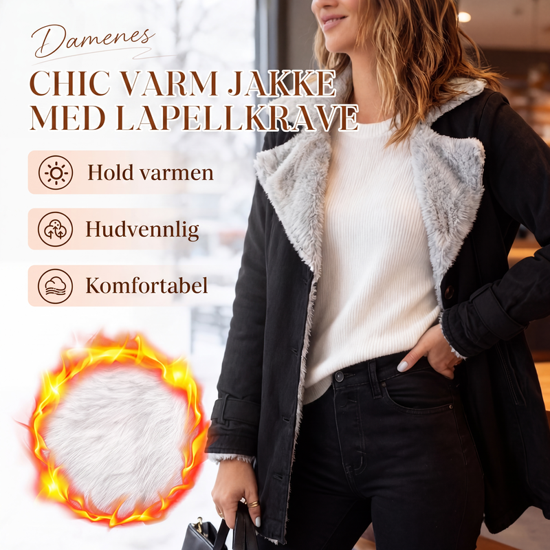 🔥 50% RABATT 🧥 Elegant & Varm Jakke med Slagkrage til Dame – Myk, Flatterende & Perfekt for Høst og Vinter
