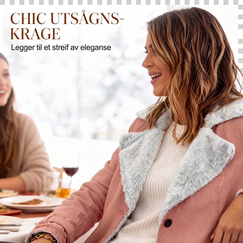 🔥 50% RABATT 🧥 Elegant & Varm Jakke med Slagkrage til Dame – Myk, Flatterende & Perfekt for Høst og Vinter