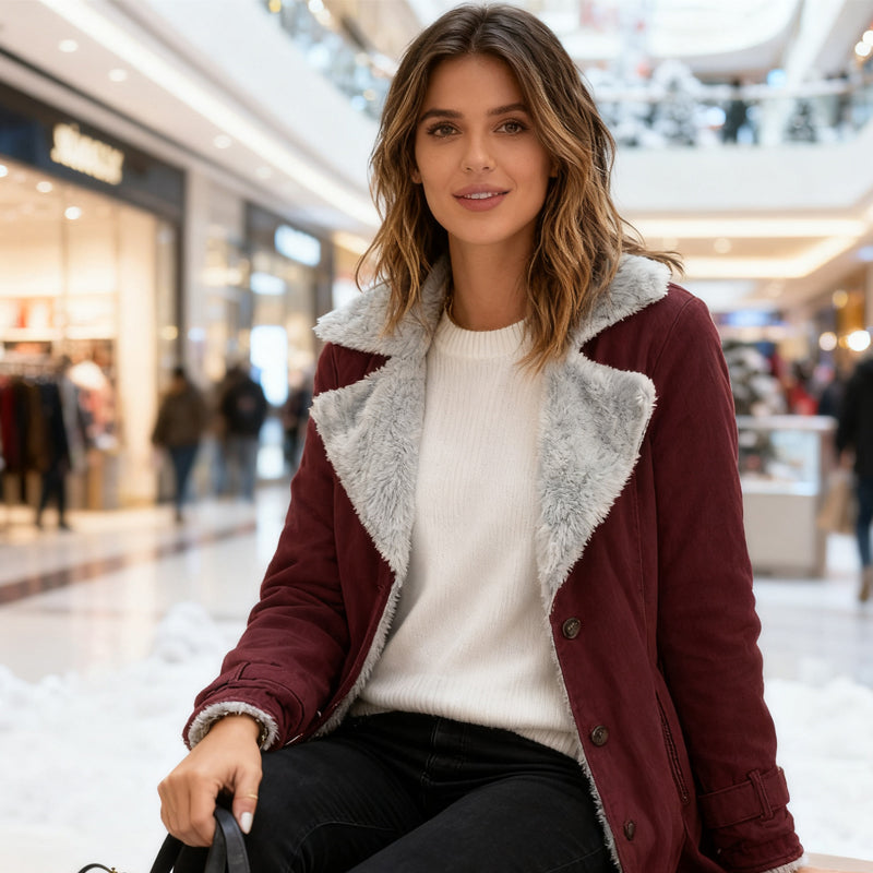 🔥 50% RABATT 🧥 Elegant & Varm Jakke med Slagkrage til Dame – Myk, Flatterende & Perfekt for Høst og Vinter