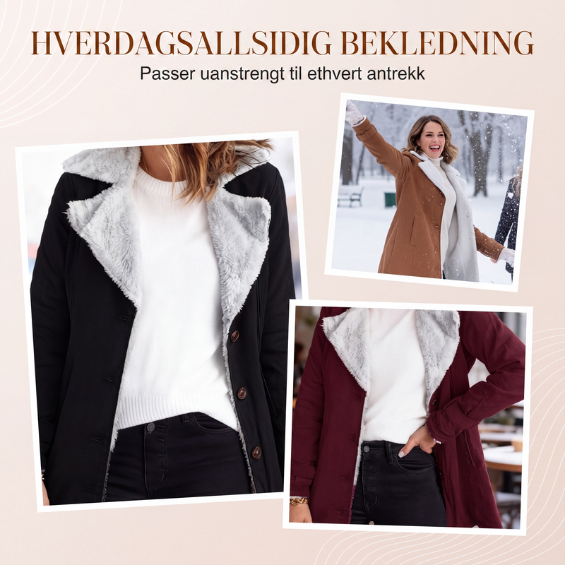 🔥 50% RABATT 🧥 Elegant & Varm Jakke med Slagkrage til Dame – Myk, Flatterende & Perfekt for Høst og Vinter