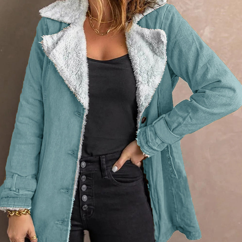 🔥 50% RABATT 🧥 Elegant & Varm Jakke med Slagkrage til Dame – Myk, Flatterende & Perfekt for Høst og Vinter