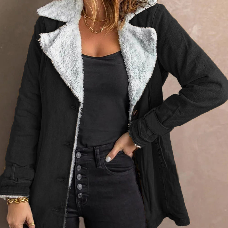 🔥 50% RABATT 🧥 Elegant & Varm Jakke med Slagkrage til Dame – Myk, Flatterende & Perfekt for Høst og Vinter