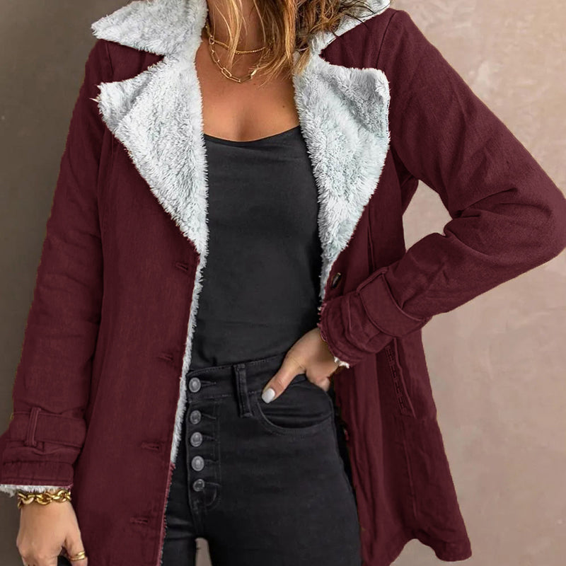 🔥 50% RABATT 🧥 Elegant & Varm Jakke med Slagkrage til Dame – Myk, Flatterende & Perfekt for Høst og Vinter