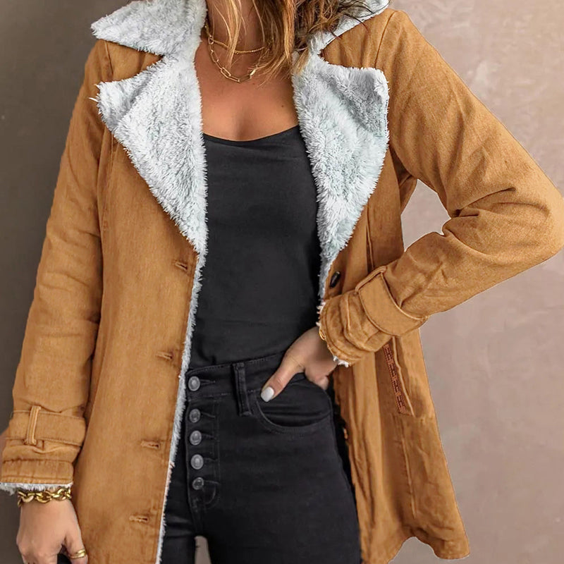 🔥 50% RABATT 🧥 Elegant & Varm Jakke med Slagkrage til Dame – Myk, Flatterende & Perfekt for Høst og Vinter