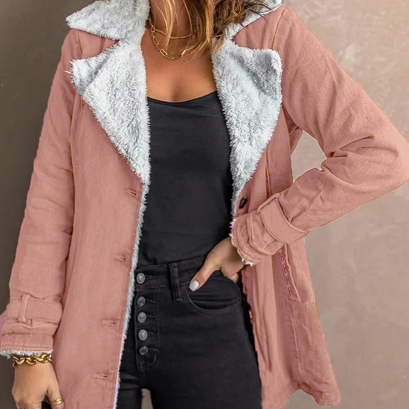 🔥 50% RABATT 🧥 Elegant & Varm Jakke med Slagkrage til Dame – Myk, Flatterende & Perfekt for Høst og Vinter