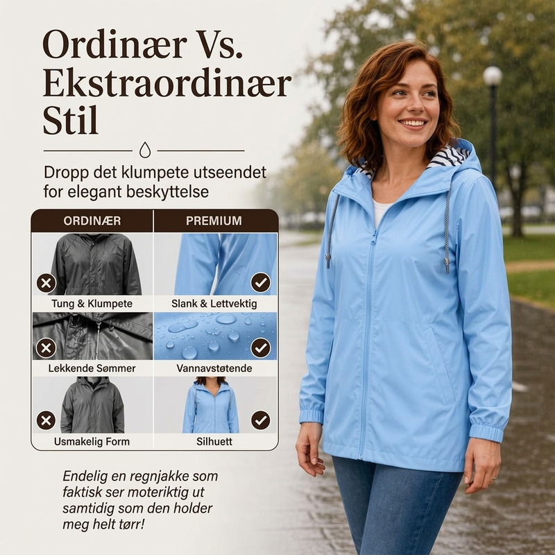 🔥 50% RABATT 🌧️ Vanntett Utendørsjakke med Hette til Dame – Lett, Praktisk & Klar for Skiftende Vær