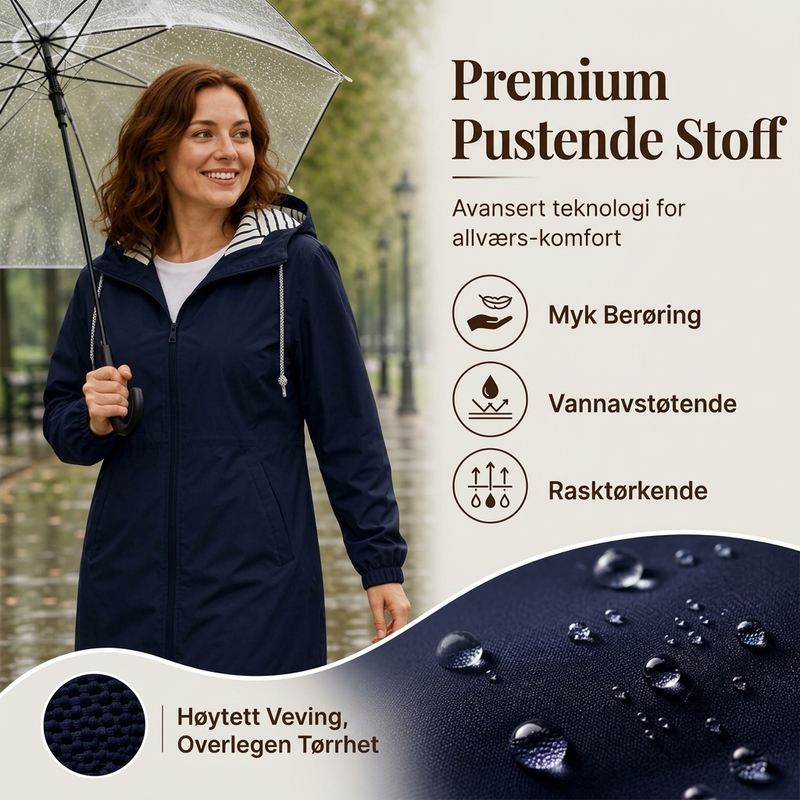 🔥 50% RABATT 🌧️ Vanntett Utendørsjakke med Hette til Dame – Lett, Praktisk & Klar for Skiftende Vær