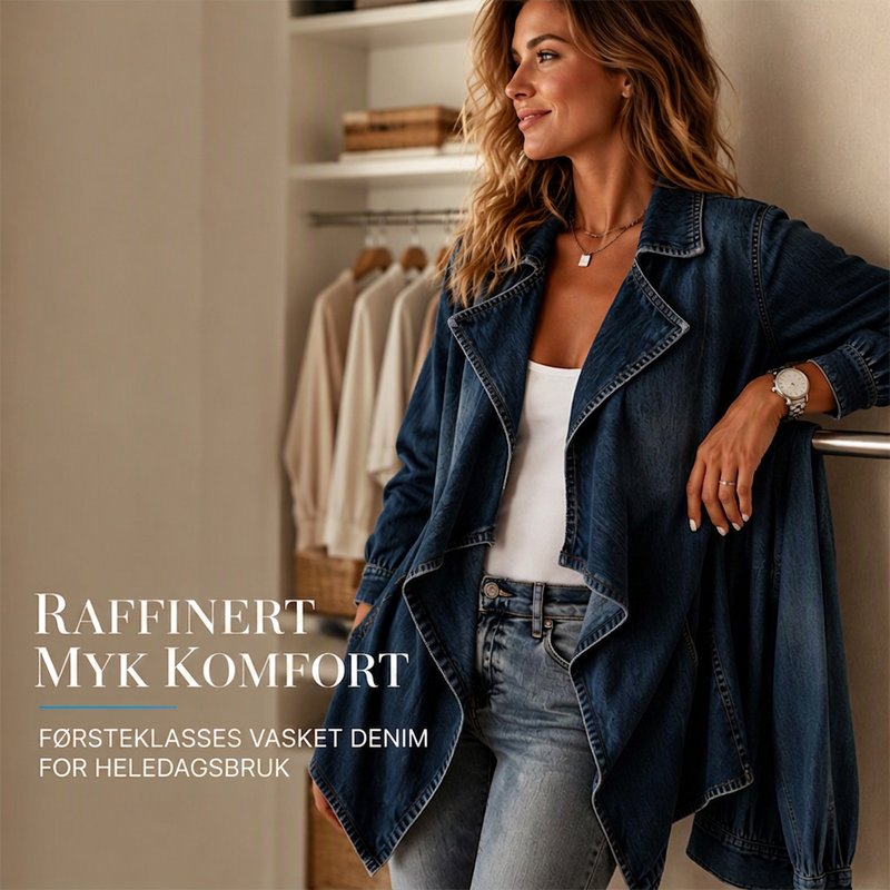 🔥 50% RABATT 👖 Denimjakke med Åpen Front til Dame – Myk, Avslappet & Enkel å Style