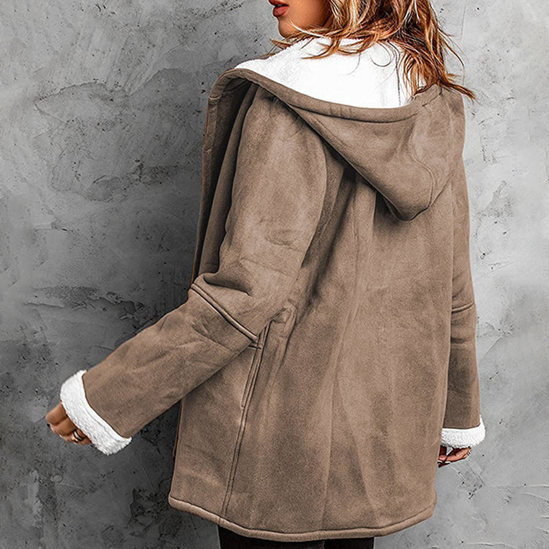 🔥 60% RABATT 🧥 Damejakke i Imitert Semsket Skinn med Plysjfôr – Myk, Varm & Elegant