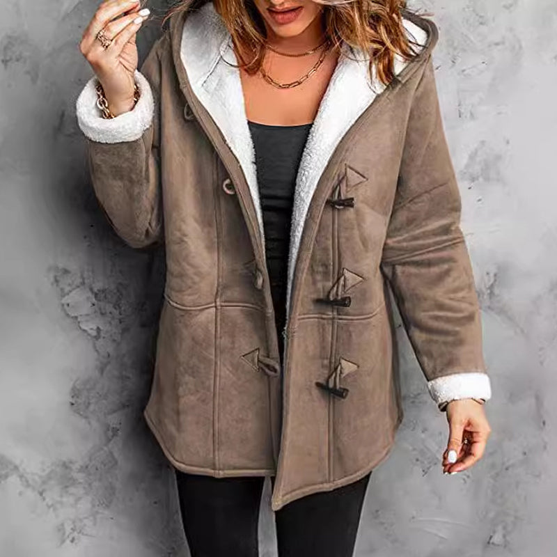 🔥 60% RABATT 🧥 Damejakke i Imitert Semsket Skinn med Plysjfôr – Myk, Varm & Elegant