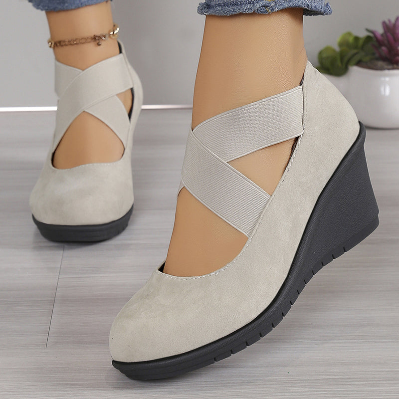 🔥 50 % RABATT👟 Slip-On Damesko med Kilehæl – Myk Såle & Komfortabel Passform