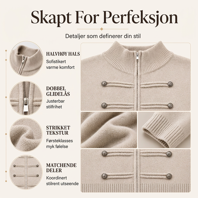 🔥 50 % RABATT ✨ Strikket Damecardigan med Glidelås – Ståkrage & Avslappet Passform