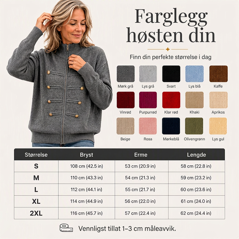 🔥 50 % RABATT ✨ Strikket Damecardigan med Glidelås – Ståkrage & Avslappet Passform