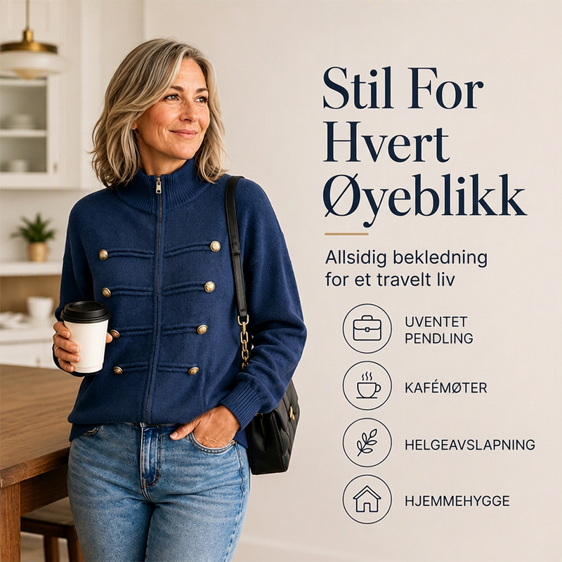🔥 50 % RABATT ✨ Strikket Damecardigan med Glidelås – Ståkrage & Avslappet Passform