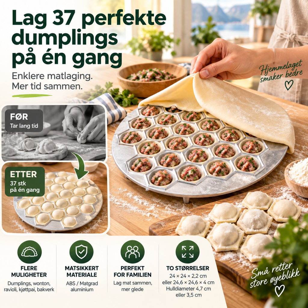🔥 50% RABATT🥟 Lag 37 Dumplings På Sekunder – Praktisk Dumplingform for Familien