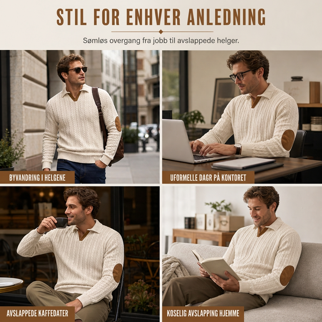 🍂 50% RABATT | Klassisk Kabelstrikk Genser For Menn – Elegant Høst & Vinterstil