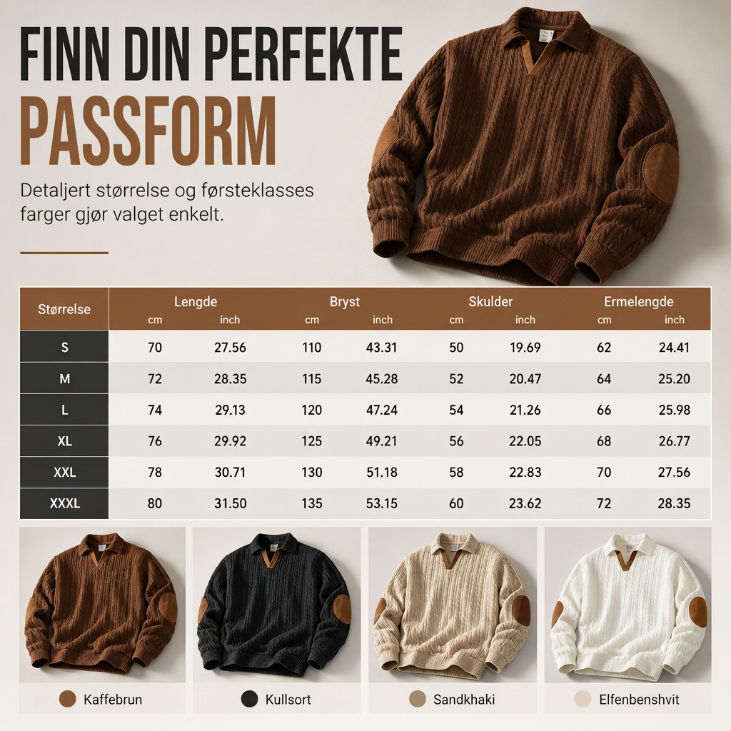 🍂 50% RABATT | Klassisk Kabelstrikk Genser For Menn – Elegant Høst & Vinterstil